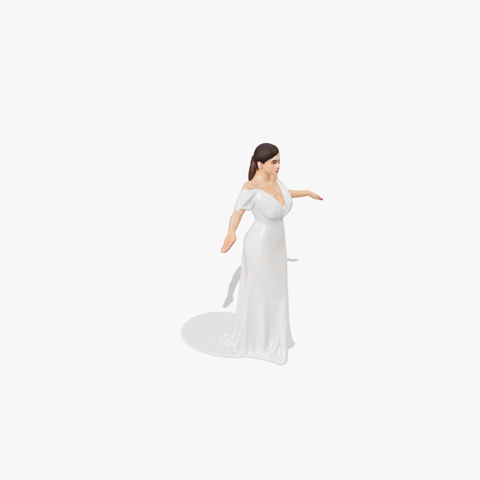 Elegant Evening Gown Character  Rigged and Animated